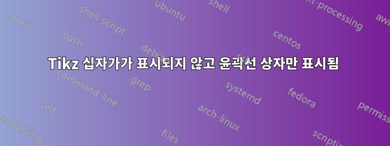 Tikz 십자가가 표시되지 않고 윤곽선 상자만 표시됨