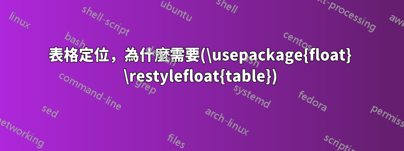 表格定位，為什麼需要(\usepackage{float} \restylefloat{table})