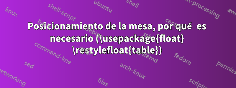 Posicionamiento de la mesa, por qué es necesario (\usepackage{float} \restylefloat{table})