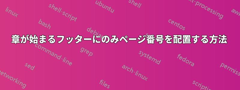 章が始まるフッターにのみページ番号を配置する方法