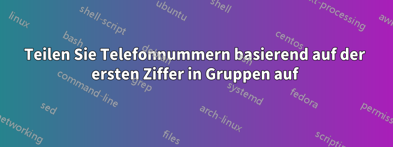 Teilen Sie Telefonnummern basierend auf der ersten Ziffer in Gruppen auf