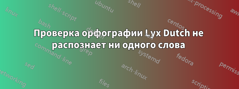 Проверка орфографии Lyx Dutch не распознает ни одного слова