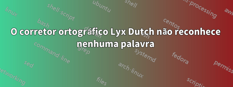 O corretor ortográfico Lyx Dutch não reconhece nenhuma palavra