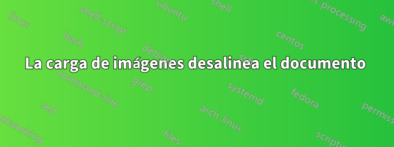 La carga de imágenes desalinea el documento