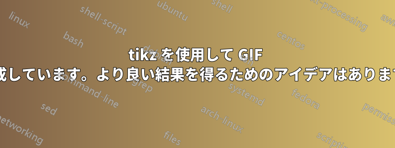 tikz を使用して GIF を作成しています。より良い結果を得るためのアイデアはありますか?