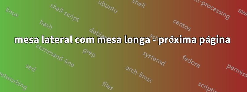 mesa lateral com mesa longa - próxima página