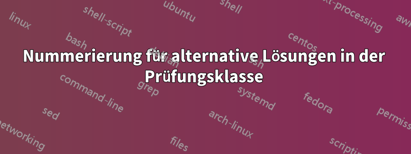 Nummerierung für alternative Lösungen in der Prüfungsklasse