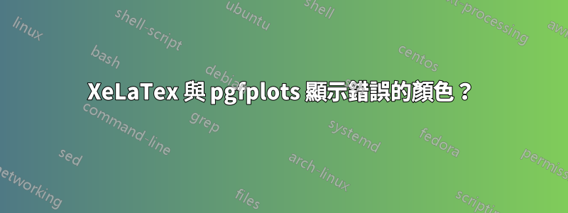 XeLaTex 與 pgfplots 顯示錯誤的顏色？