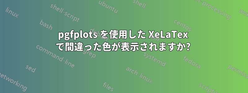 pgfplots を使用した XeLaTex で間違った色が表示されますか?