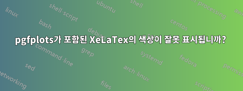 pgfplots가 포함된 XeLaTex의 색상이 잘못 표시됩니까?