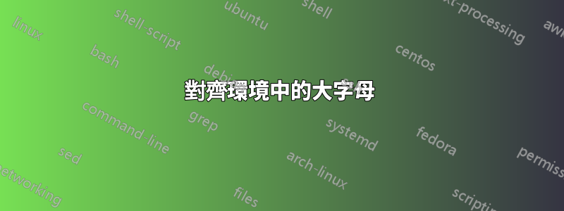 對齊環境中的大字母