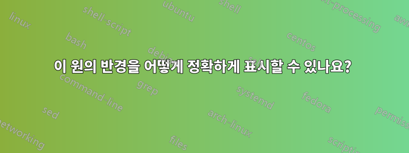 이 원의 반경을 어떻게 정확하게 표시할 수 있나요?