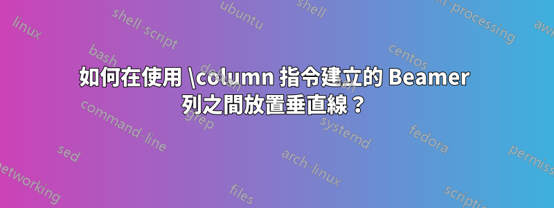 如何在使用 \column 指令建立的 Beamer 列之間放置垂直線？