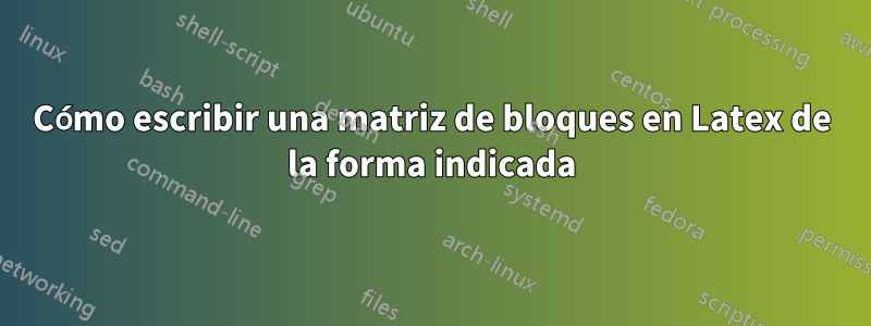 Cómo escribir una matriz de bloques en Latex de la forma indicada