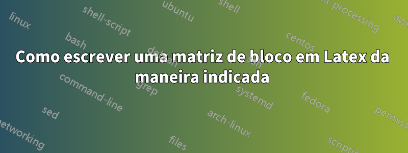 Como escrever uma matriz de bloco em Latex da maneira indicada