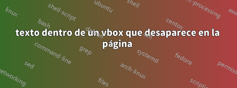 texto dentro de un vbox que desaparece en la página