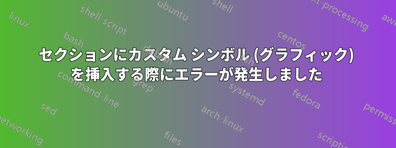 セクションにカスタム シンボル (グラフィック) を挿入する際にエラーが発生しました