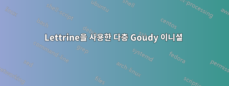 Lettrine을 사용한 다층 Goudy 이니셜