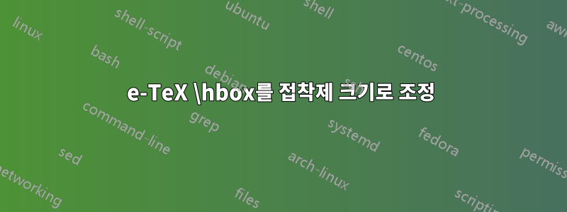 e-TeX \hbox를 접착제 크기로 조정
