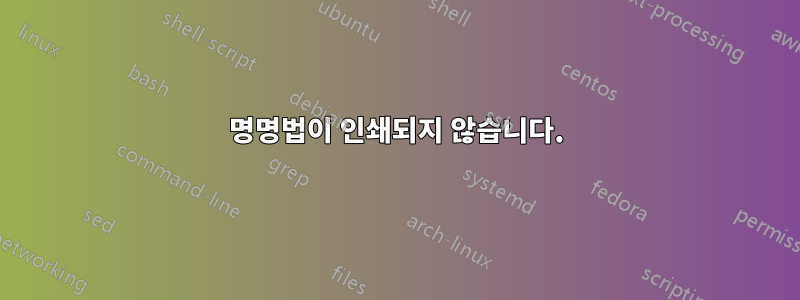 명명법이 인쇄되지 않습니다.