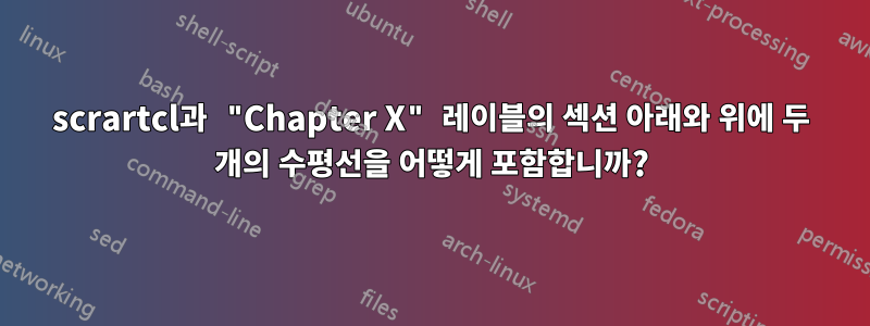 scrartcl과 "Chapter X" 레이블의 섹션 아래와 위에 두 개의 수평선을 어떻게 포함합니까?
