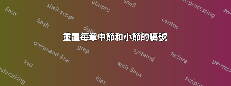 重置每章中節和小節的編號