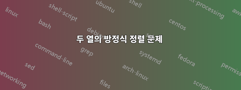 두 열의 방정식 정렬 문제