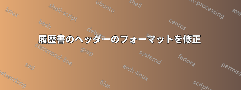履歴書のヘッダーのフォーマットを修正