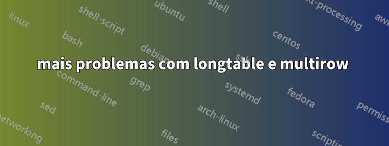 mais problemas com longtable e multirow