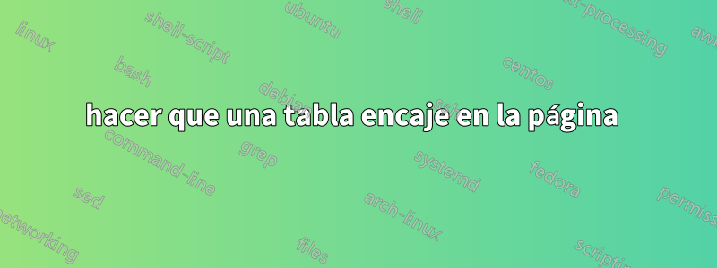 hacer que una tabla encaje en la página
