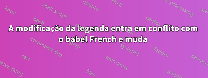 A modificação da legenda entra em conflito com o babel French e muda