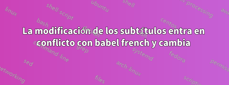 La modificación de los subtítulos entra en conflicto con babel french y cambia