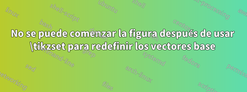 No se puede comenzar la figura después de usar \tikzset para redefinir los vectores base