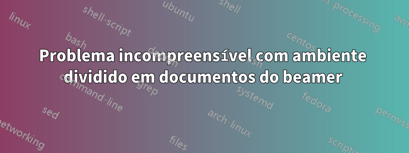 Problema incompreensível com ambiente dividido em documentos do beamer