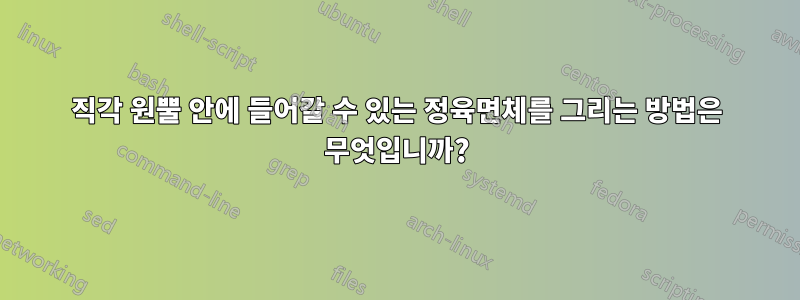 직각 원뿔 안에 들어갈 수 있는 정육면체를 그리는 방법은 무엇입니까?