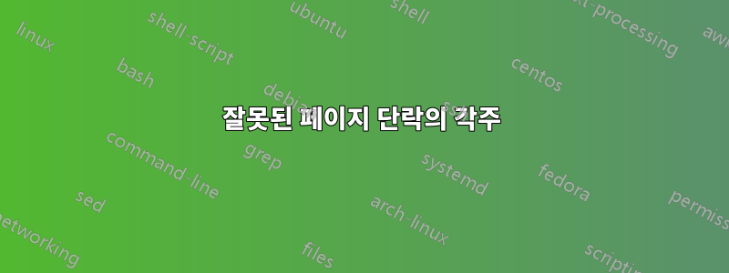 잘못된 페이지 단락의 각주