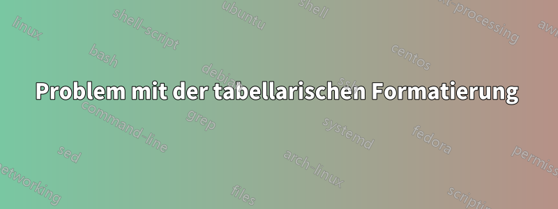 Problem mit der tabellarischen Formatierung