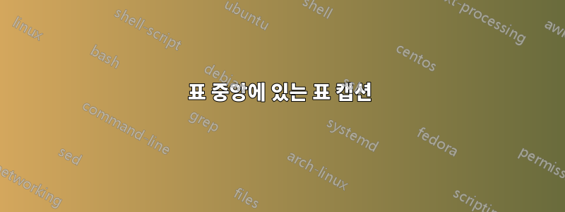 표 중앙에 있는 표 캡션