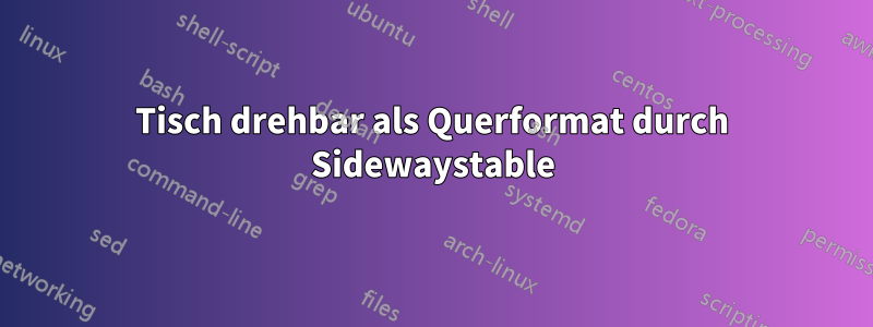 Tisch drehbar als Querformat durch Sidewaystable
