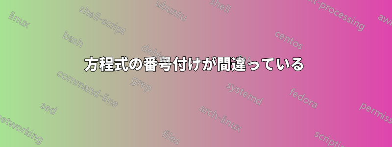 方程式の番号付けが間違っている