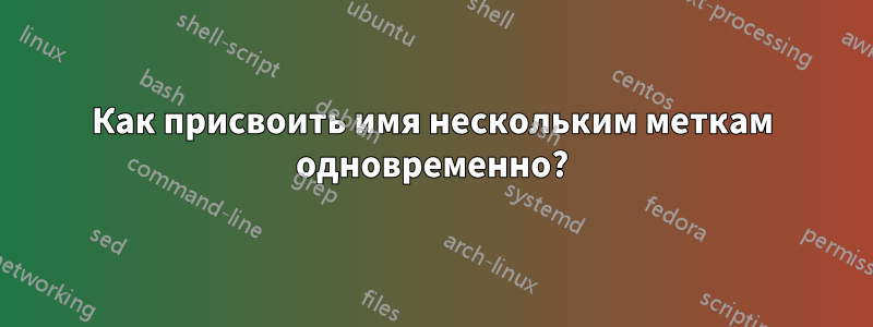 Как присвоить имя нескольким меткам одновременно?