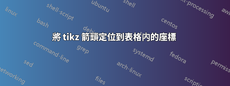 將 tikz 箭頭定位到表格內的座標