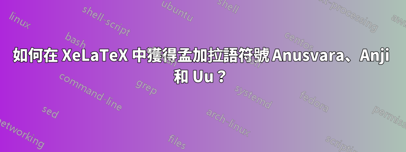 如何在 XeLaTeX 中獲得孟加拉語符號 Anusvara、Anji 和 Uu？