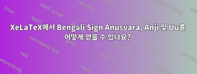 XeLaTeX에서 Bengali Sign Anusvara, Anji 및 Uu를 어떻게 얻을 수 있나요?