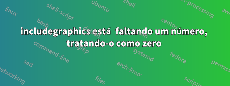 includegraphics está faltando um número, tratando-o como zero