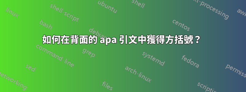 如何在背面的 apa 引文中獲得方括號？