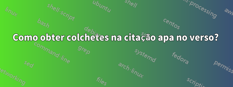 Como obter colchetes na citação apa no verso?