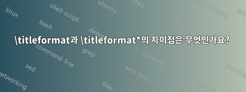 \titleformat과 \titleformat*의 차이점은 무엇인가요?