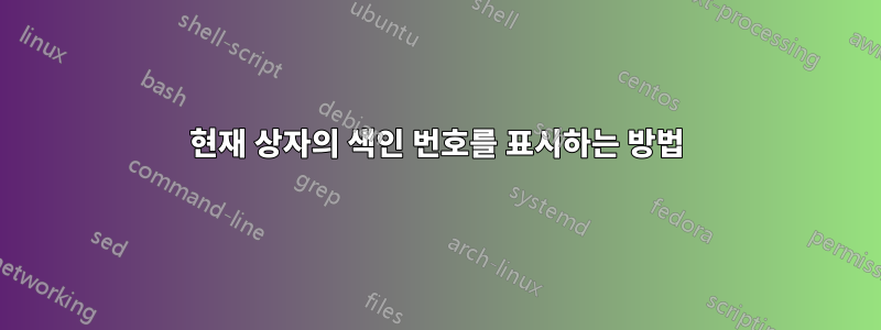 현재 상자의 색인 번호를 표시하는 방법