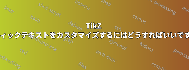 TikZ でティックテキストをカスタマイズするにはどうすればいいですか?